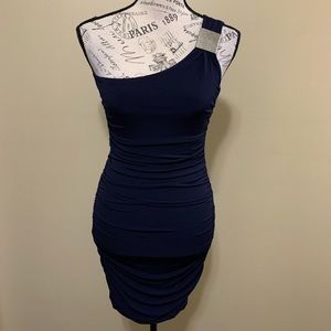Sweet Storm Blue One Shoulder Ruched Dress Size Small